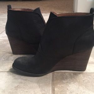 Black wedge booties
